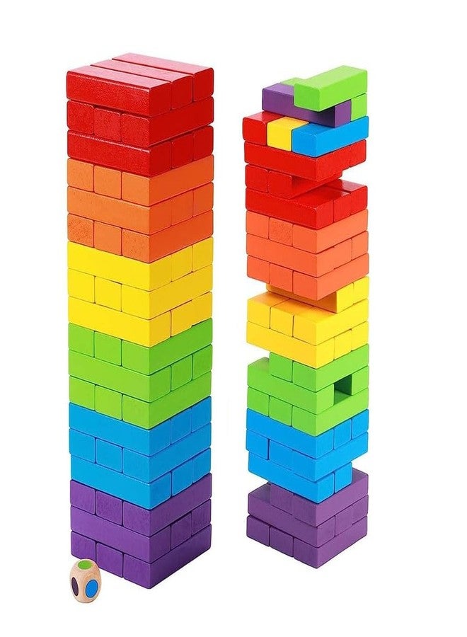 Space Enterprises Colourful Wooden Blocks for Boys 7-14 Years - Indoor Balancing & Building Game, Montessori Wooden Toys, Kids Activity Tower Block for Cognitive Development & Fun - Image 1